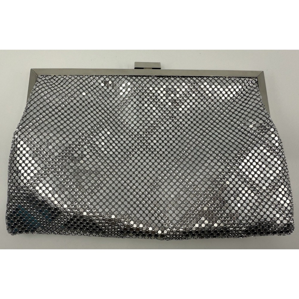 La Regale Silver Evening Bag Clutch Purse with Chain Holiday Glam Dressy